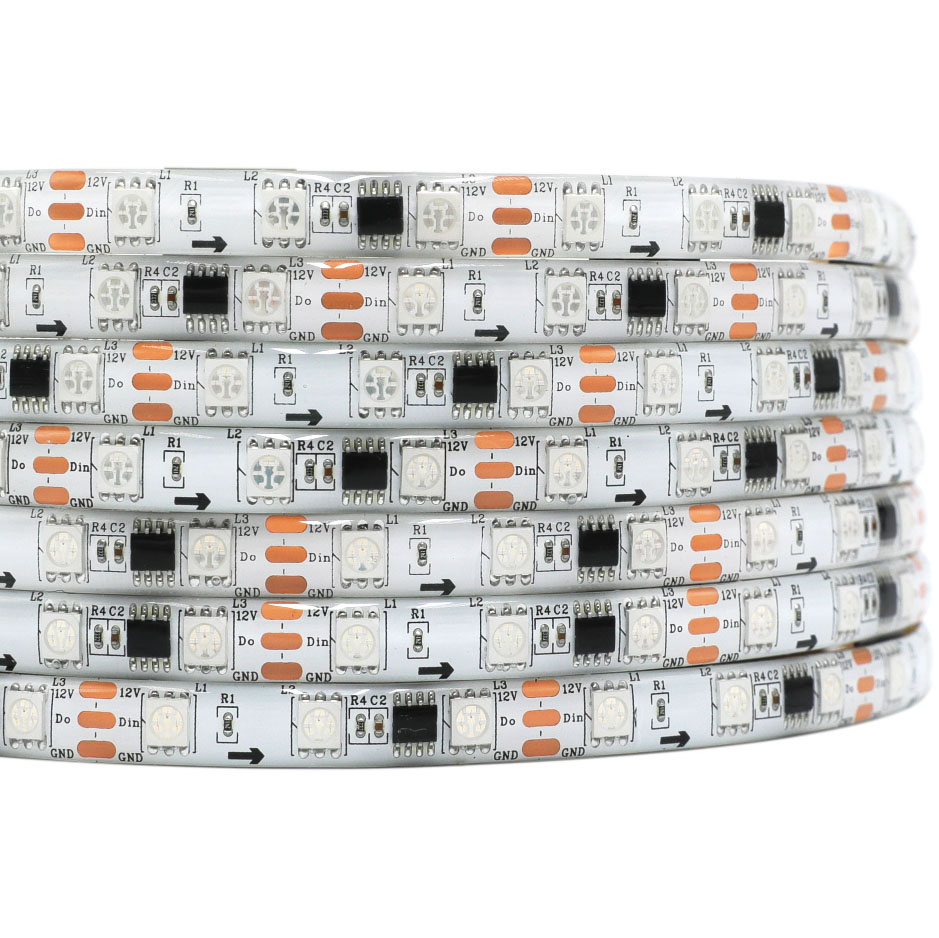 WS2811 DC12V IP65 Waterproof 1.64ft~16.4ft 18LEDs/Ft Full Color Chasing Flexible Addressable LED Strips